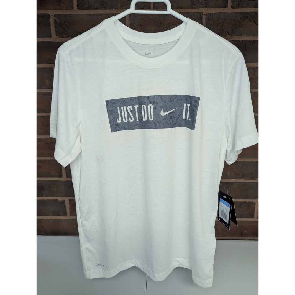 Nike Men's Just Do It T-Shirt White Medium Japanese Sizing Regular Fit Cotton Te